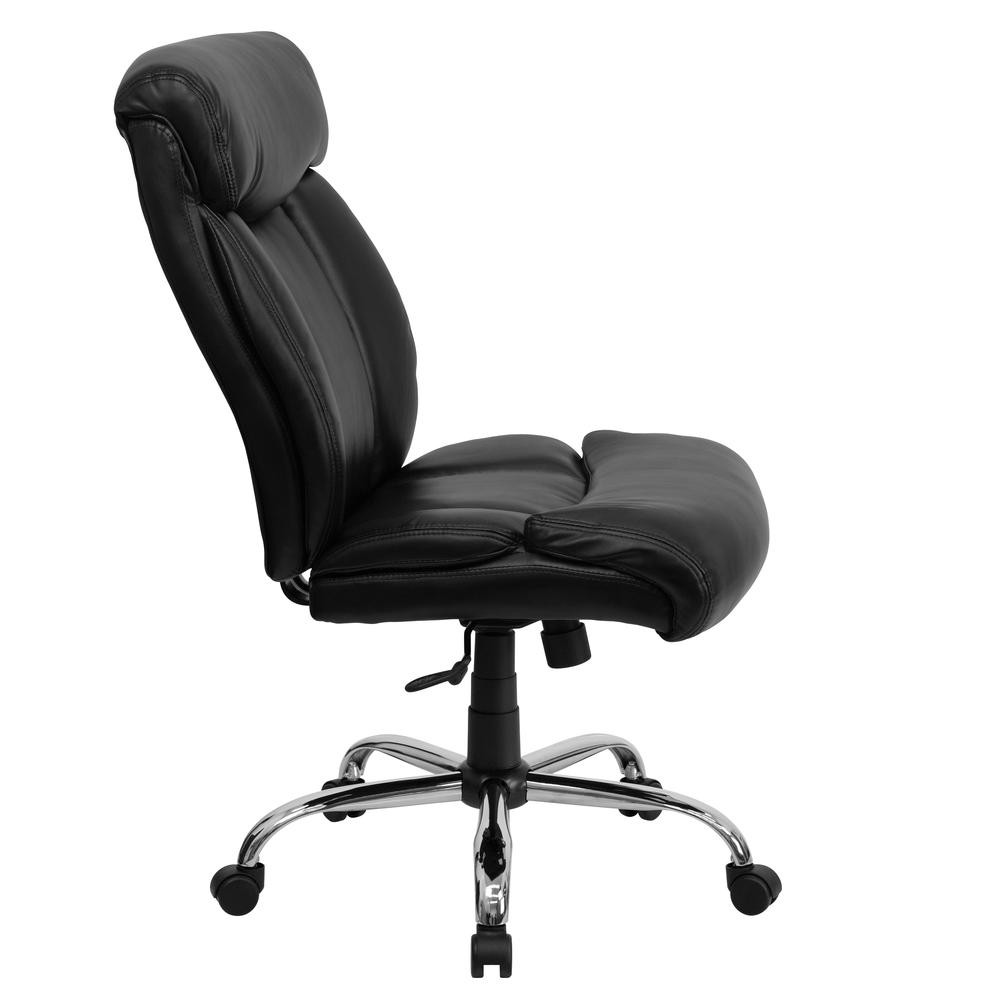 Big & Tall 400 lb. Rated High Back Black LeatherSoft Executive Ergonomic Office Chair with Full Headrest and Chrome Base. Picture 3
