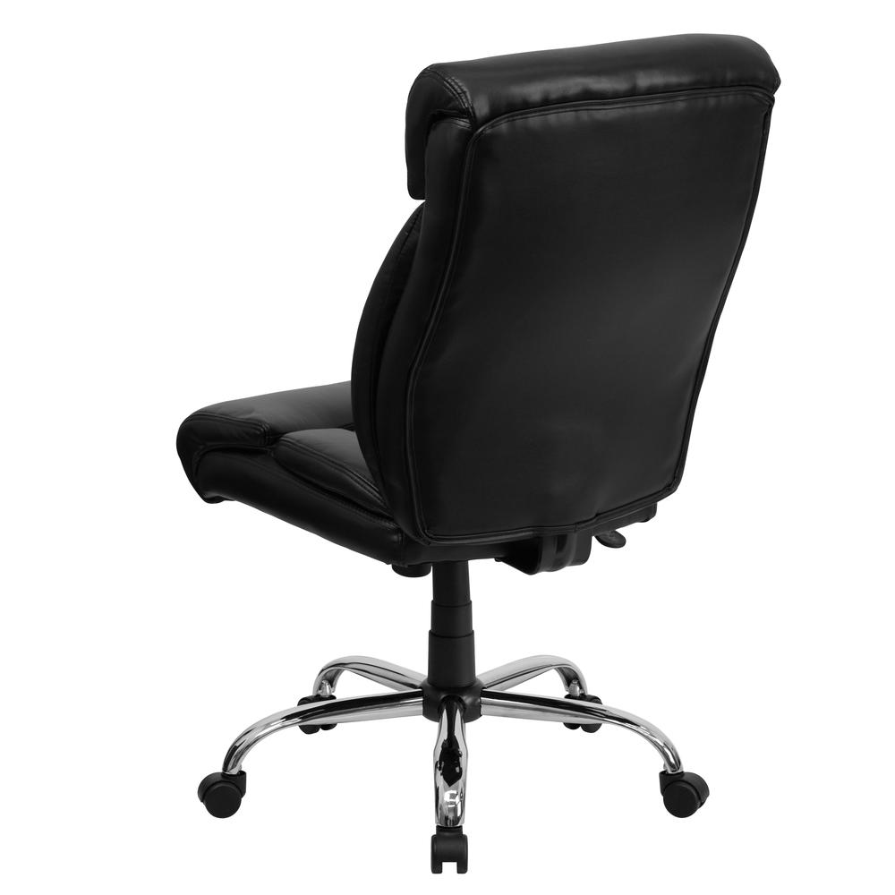 Big & Tall 400 lb. Rated High Back Black LeatherSoft Executive Ergonomic Office Chair with Full Headrest and Chrome Base. Picture 4