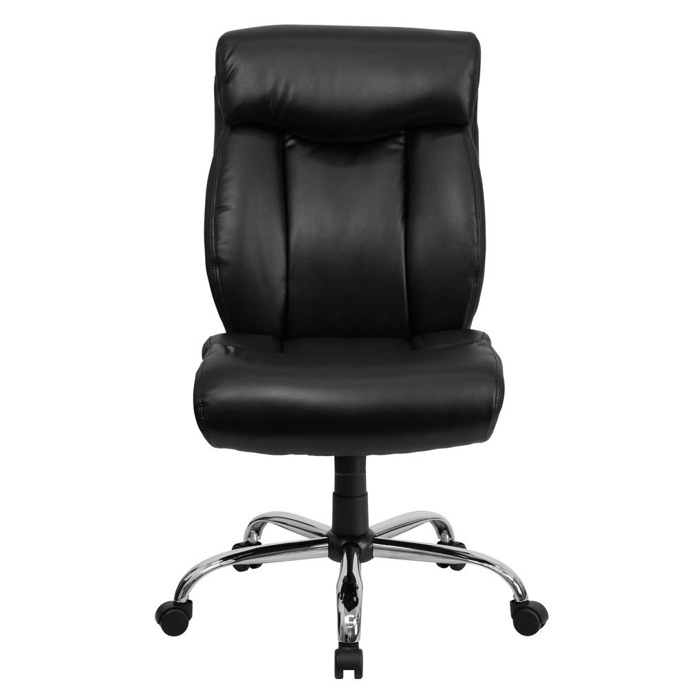 Big & Tall 400 lb. Rated High Back Black LeatherSoft Executive Ergonomic Office Chair with Full Headrest and Chrome Base. Picture 5