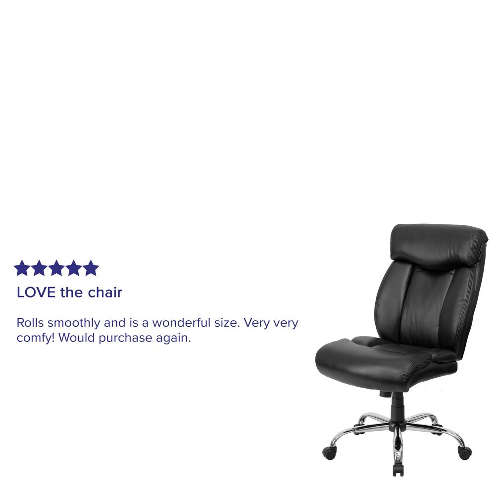 Big & Tall 400 lb. Rated High Back Black LeatherSoft Executive Ergonomic Office Chair with Full Headrest and Chrome Base. Picture 8