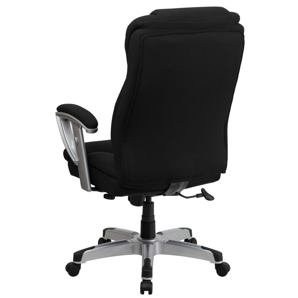 Big & Tall 400 lb. Rated High Back Black Fabric Executive Ergonomic Office Chair with Silver Adjustable Arms. Picture 4