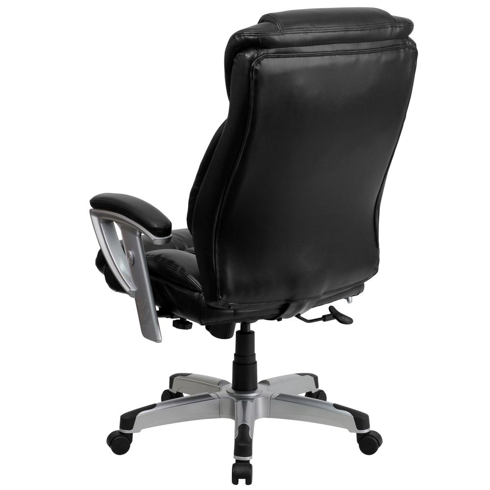 Big & Tall 400 lb. Rated High Back Black LeatherSoft Executive Ergonomic Office Chair with Silver Adjustable Arms. Picture 4