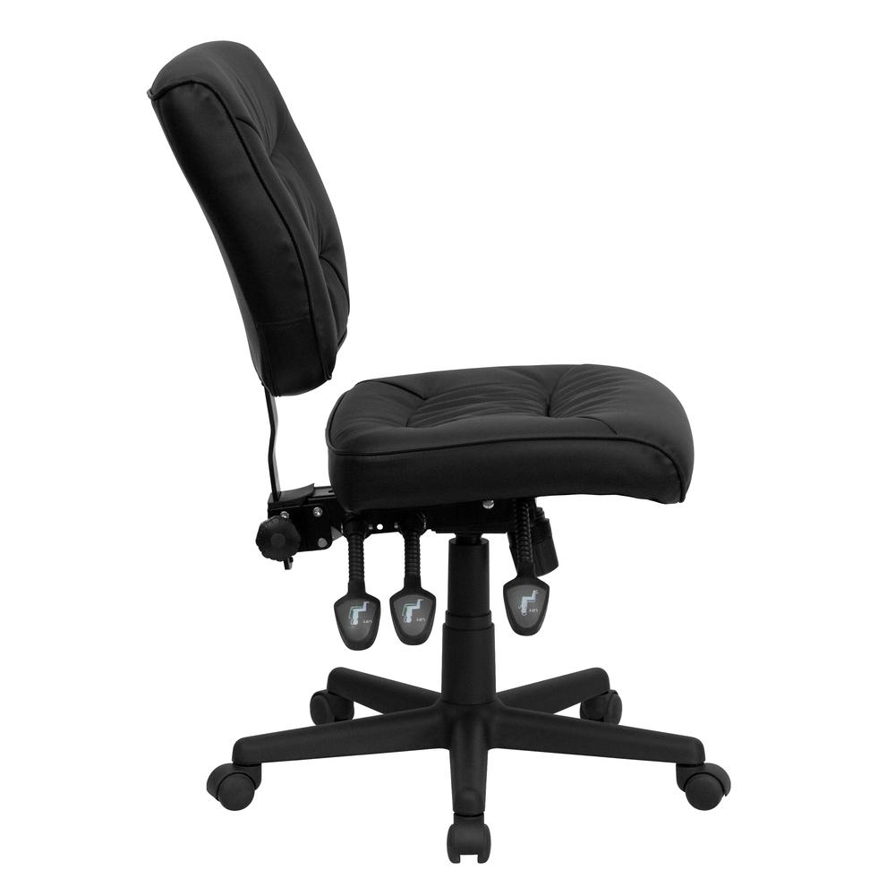 Mid-Back Black LeatherSoft Multifunction Swivel Ergonomic Task Office Chair. Picture 3