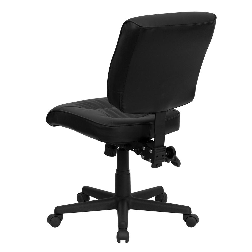 Mid-Back Black LeatherSoft Multifunction Swivel Ergonomic Task Office Chair. Picture 4