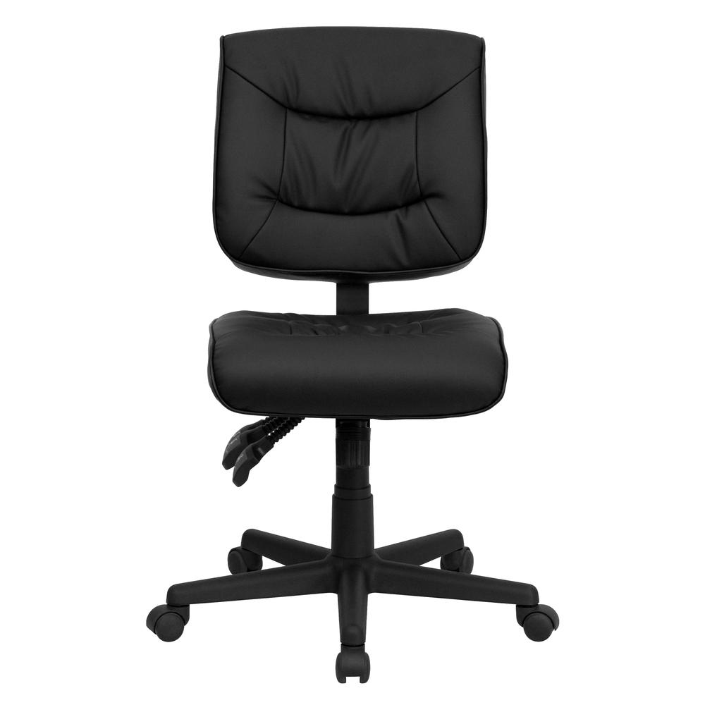 Mid-Back Black LeatherSoft Multifunction Swivel Ergonomic Task Office Chair. Picture 5