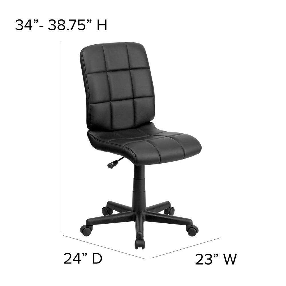 Mid-Back Black Quilted Vinyl Swivel Task Office Chair. Picture 2