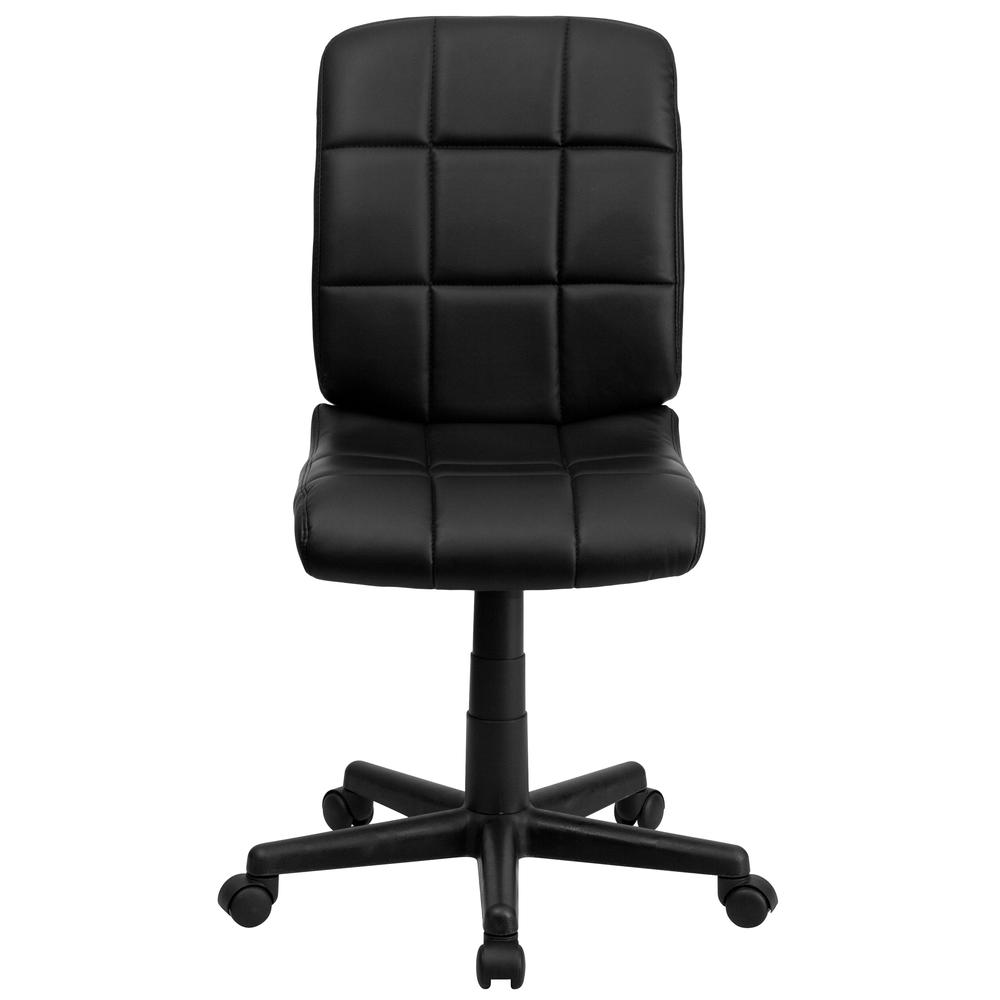 Mid-Back Black Quilted Vinyl Swivel Task Office Chair. Picture 5