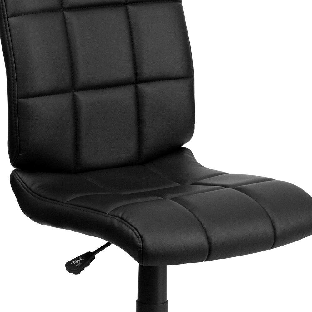 Mid-Back Black Quilted Vinyl Swivel Task Office Chair. Picture 7