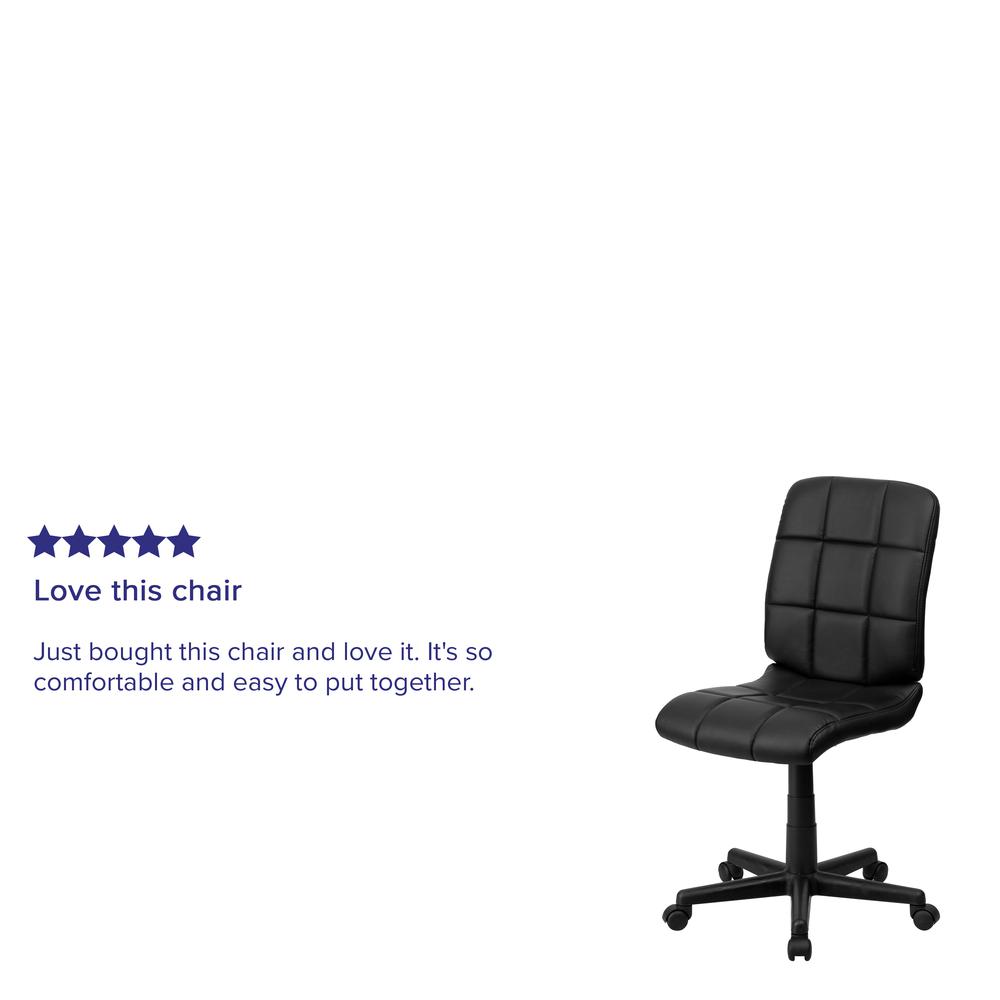 Mid-Back Black Quilted Vinyl Swivel Task Office Chair. Picture 10