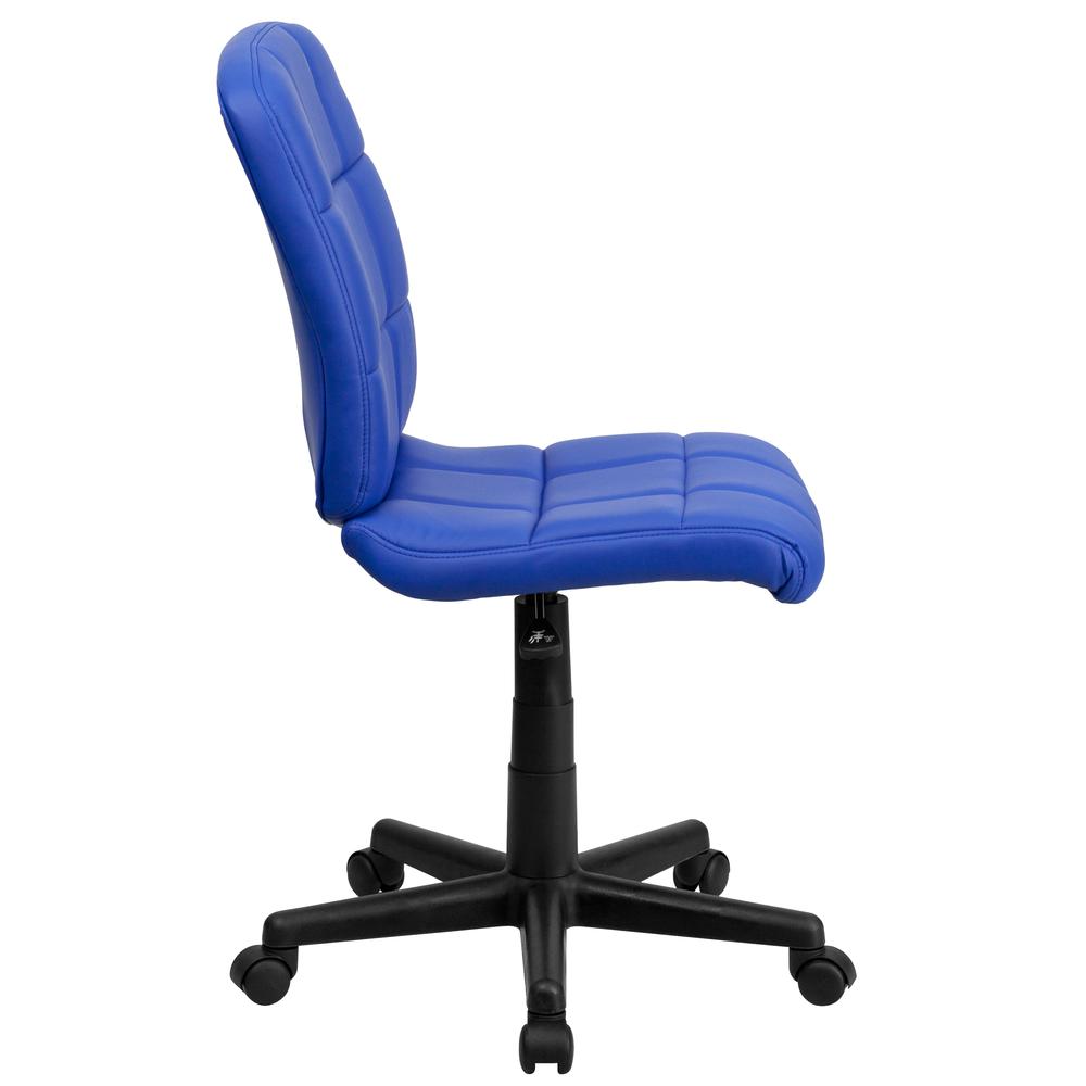 Mid-Back Blue Quilted Vinyl Swivel Task Office Chair. Picture 3