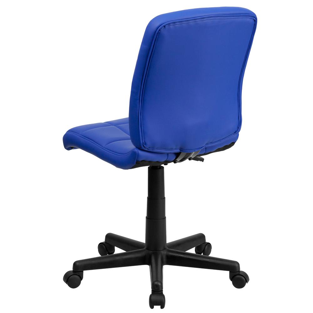 Mid-Back Blue Quilted Vinyl Swivel Task Office Chair. Picture 4