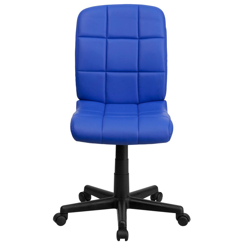 Mid-Back Blue Quilted Vinyl Swivel Task Office Chair. Picture 5