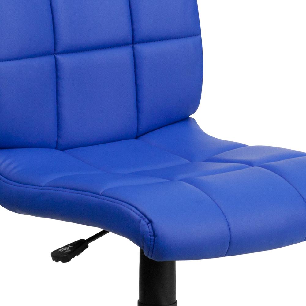 Mid-Back Blue Quilted Vinyl Swivel Task Office Chair. Picture 7