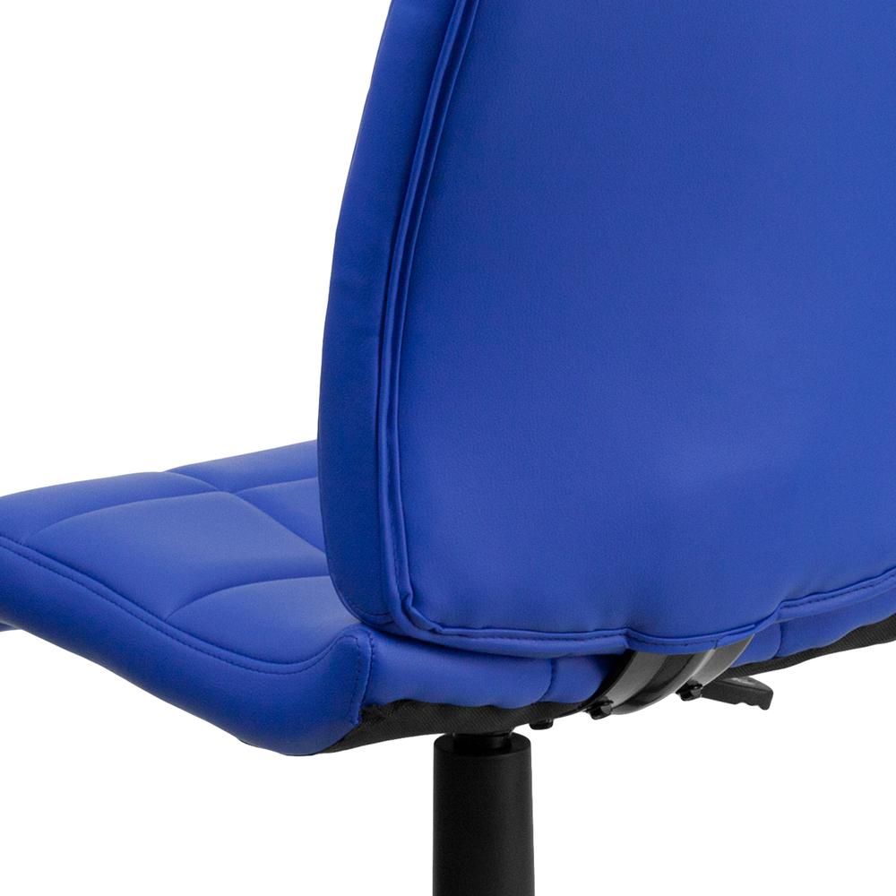 Mid-Back Blue Quilted Vinyl Swivel Task Office Chair. Picture 8