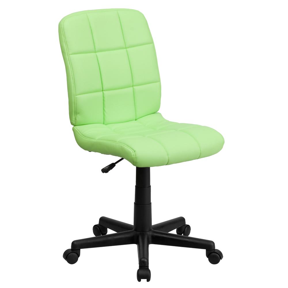 Mid-Back Green Quilted Vinyl Swivel Task Office Chair. Picture 1