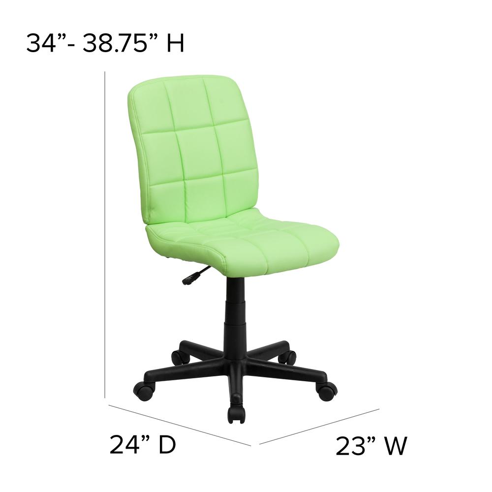 Mid-Back Green Quilted Vinyl Swivel Task Office Chair. Picture 2