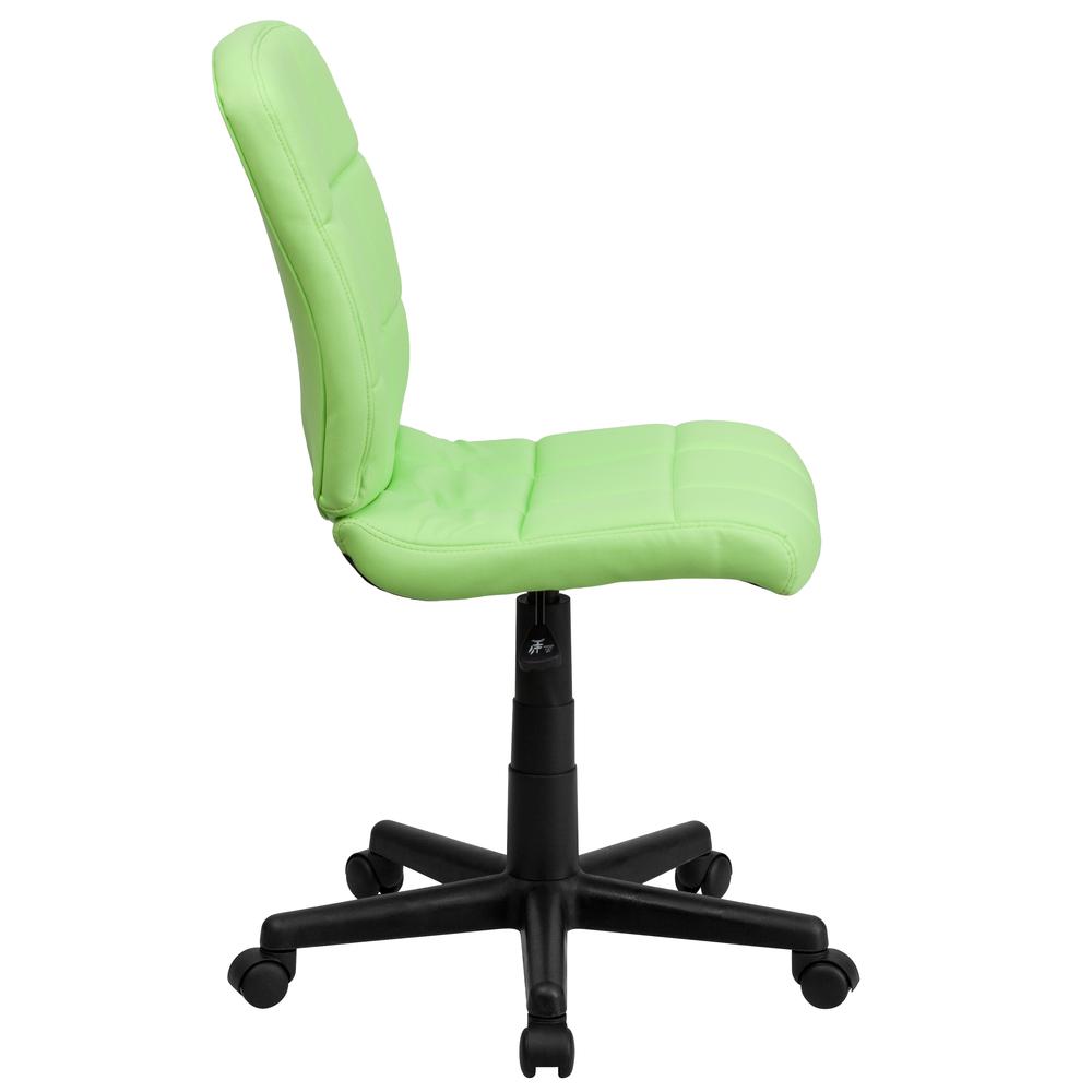 Mid-Back Green Quilted Vinyl Swivel Task Office Chair. Picture 3