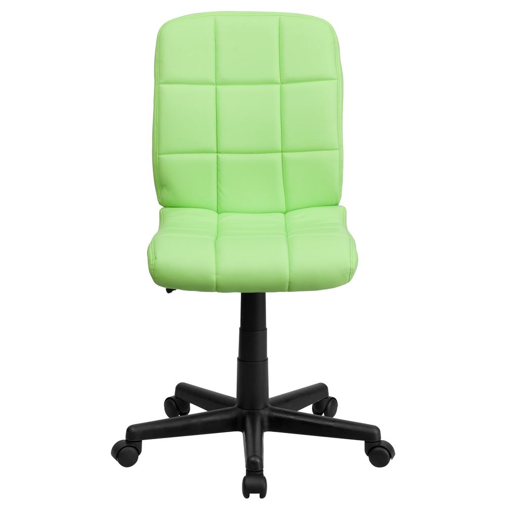 Mid-Back Green Quilted Vinyl Swivel Task Office Chair. Picture 5