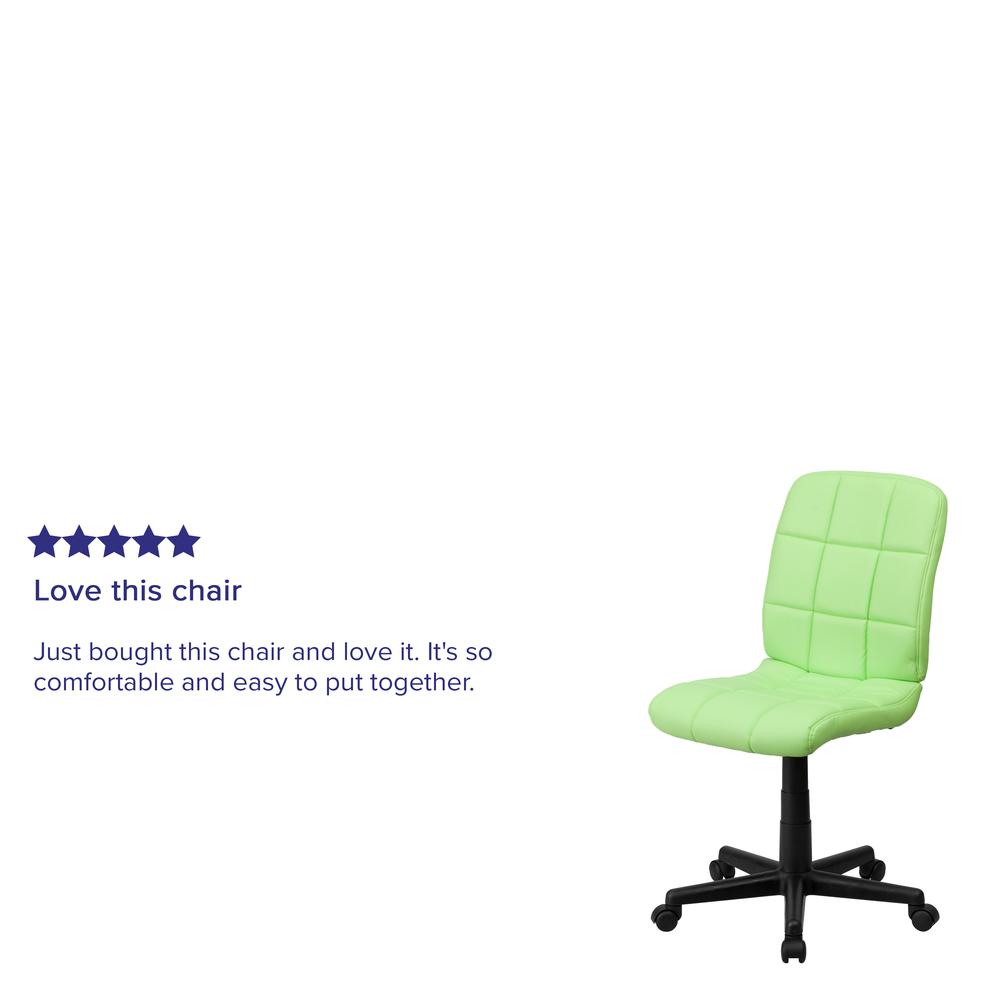 Mid-Back Green Quilted Vinyl Swivel Task Office Chair. Picture 8