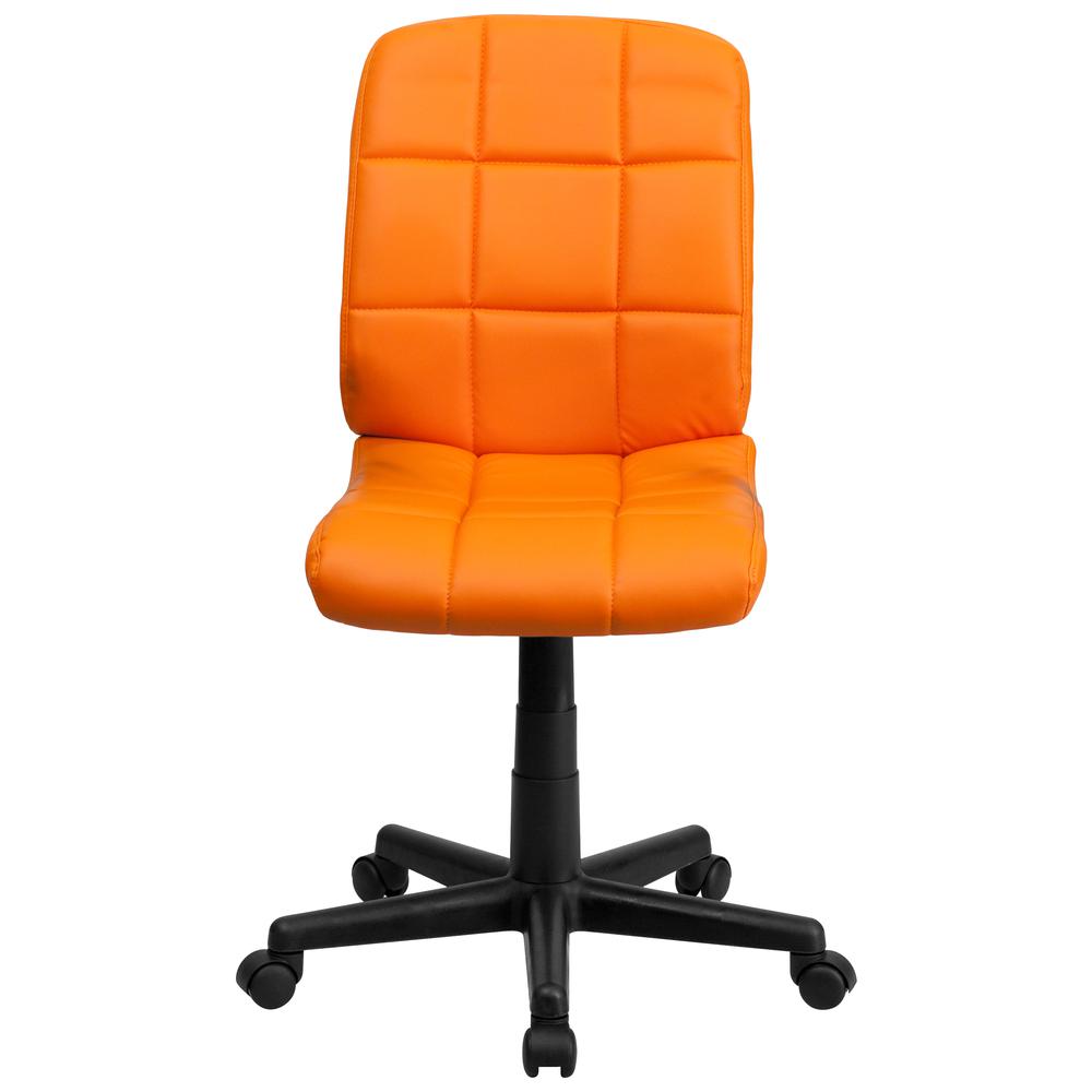 Mid-Back Orange Quilted Vinyl Swivel Task Office Chair. Picture 5