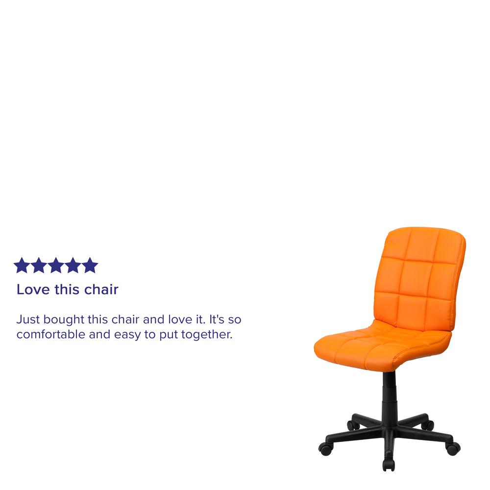 Mid-Back Orange Quilted Vinyl Swivel Task Office Chair. Picture 8