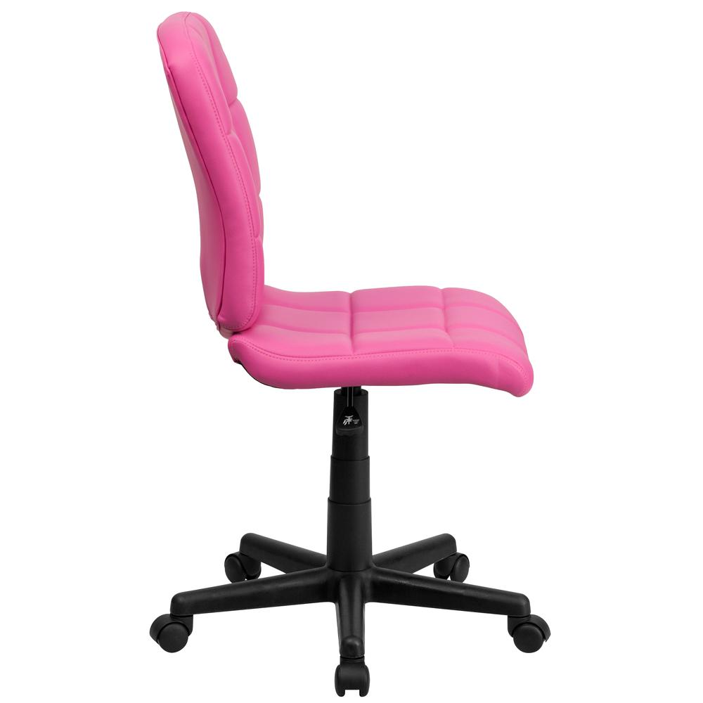 Mid-Back Pink Quilted Vinyl Swivel Task Office Chair. Picture 3