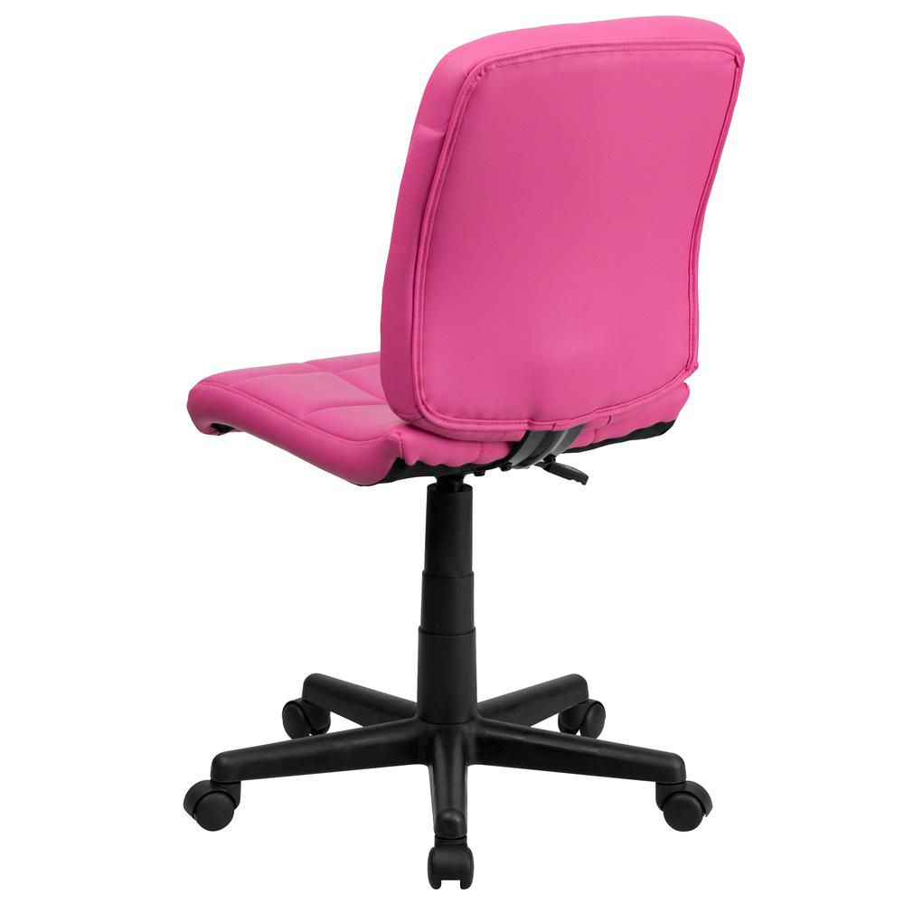 Mid-Back Pink Quilted Vinyl Swivel Task Office Chair. Picture 4