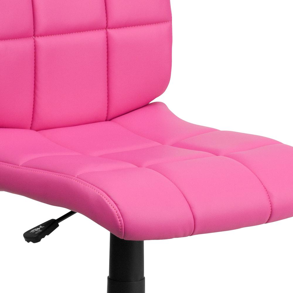 Mid-Back Pink Quilted Vinyl Swivel Task Office Chair. Picture 7