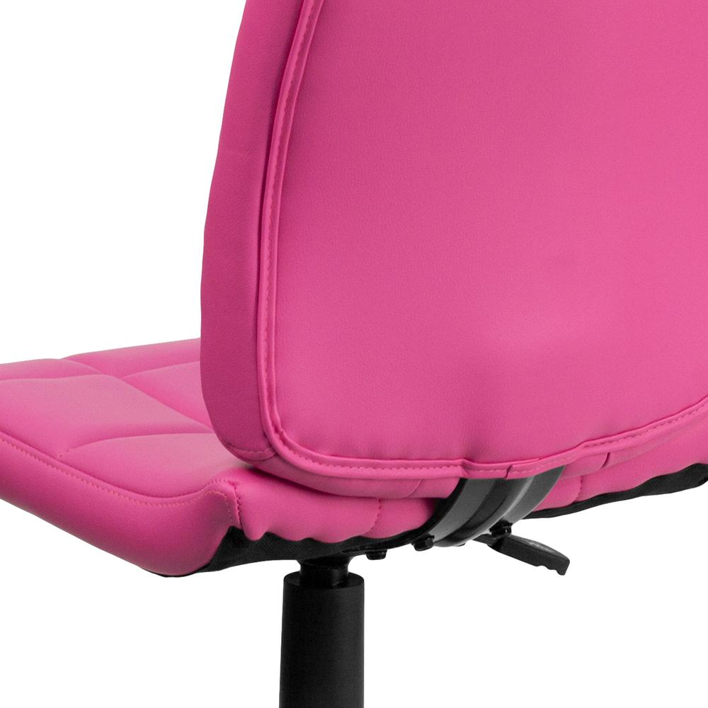 Mid-Back Pink Quilted Vinyl Swivel Task Office Chair. Picture 8
