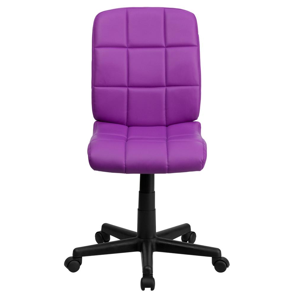 Mid-Back Purple Quilted Vinyl Swivel Task Office Chair. Picture 5