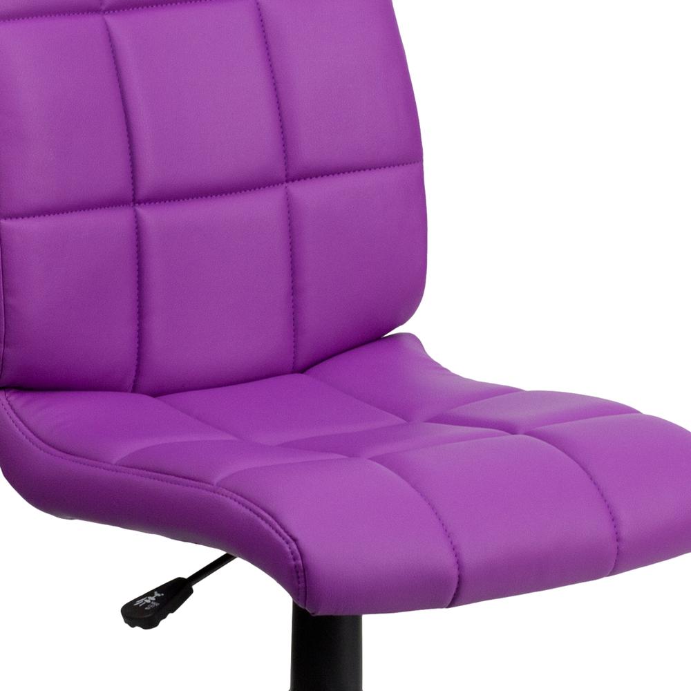 Mid-Back Purple Quilted Vinyl Swivel Task Office Chair. Picture 7