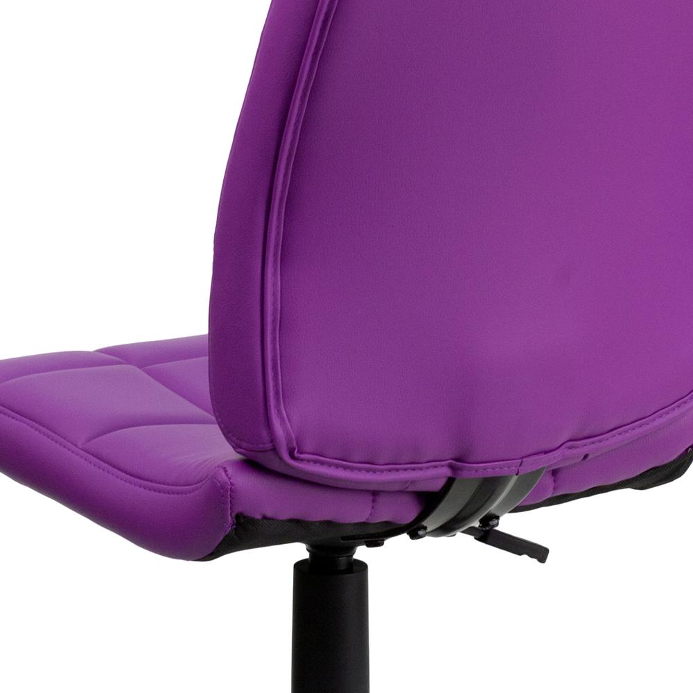 Mid-Back Purple Quilted Vinyl Swivel Task Office Chair. Picture 8