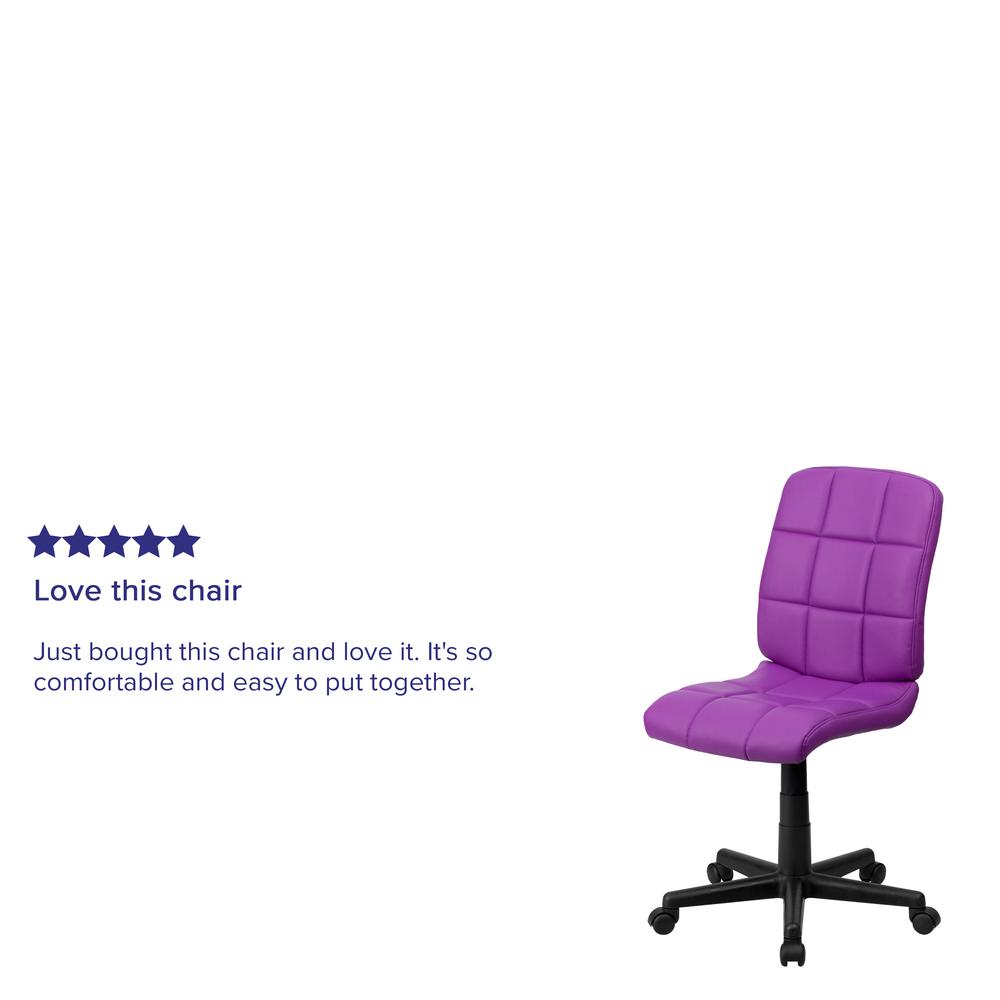 Mid-Back Purple Quilted Vinyl Swivel Task Office Chair. Picture 10