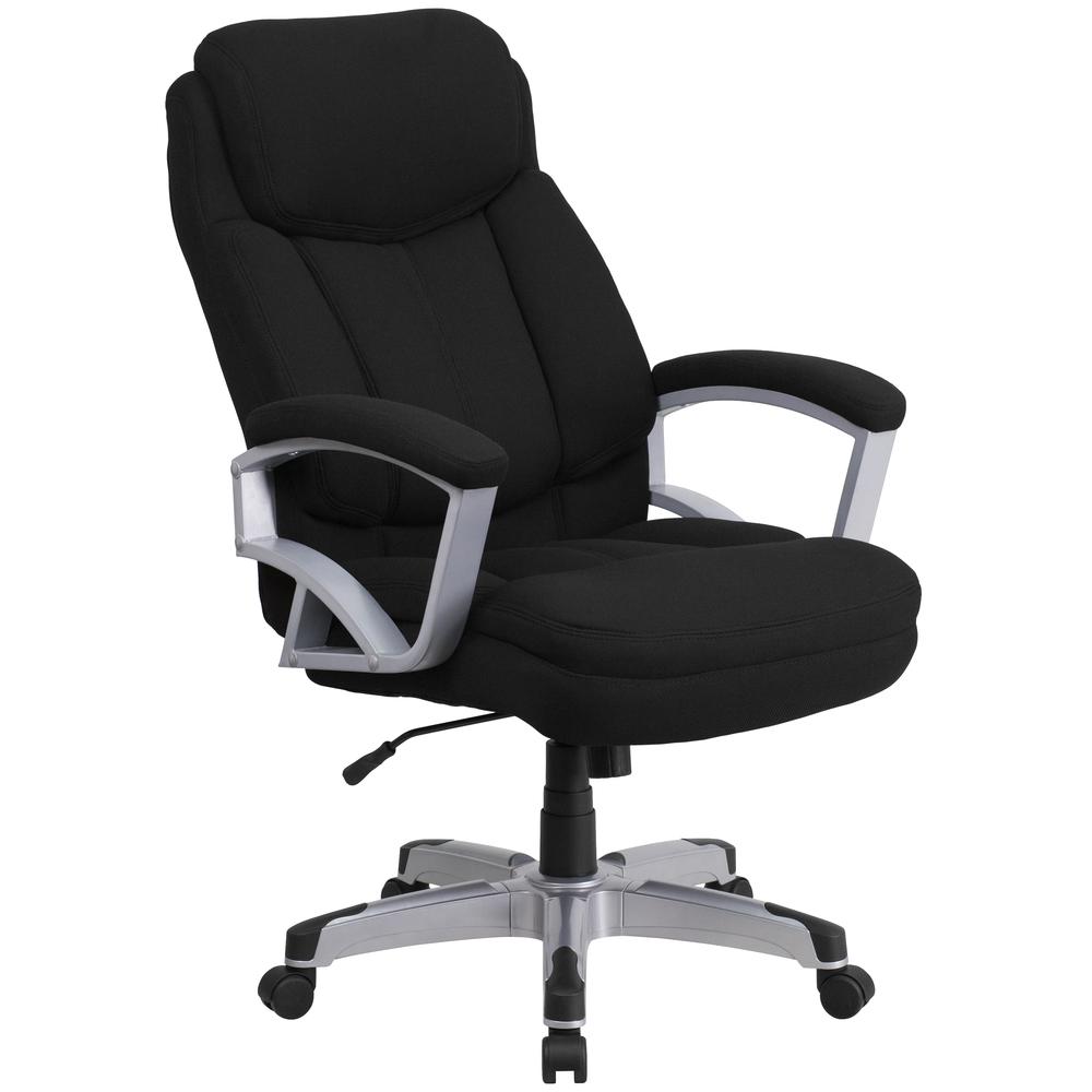 Big & Tall 500 lb. Rated Black Fabric Executive Swivel Ergonomic Office Chair with Arms. Picture 1