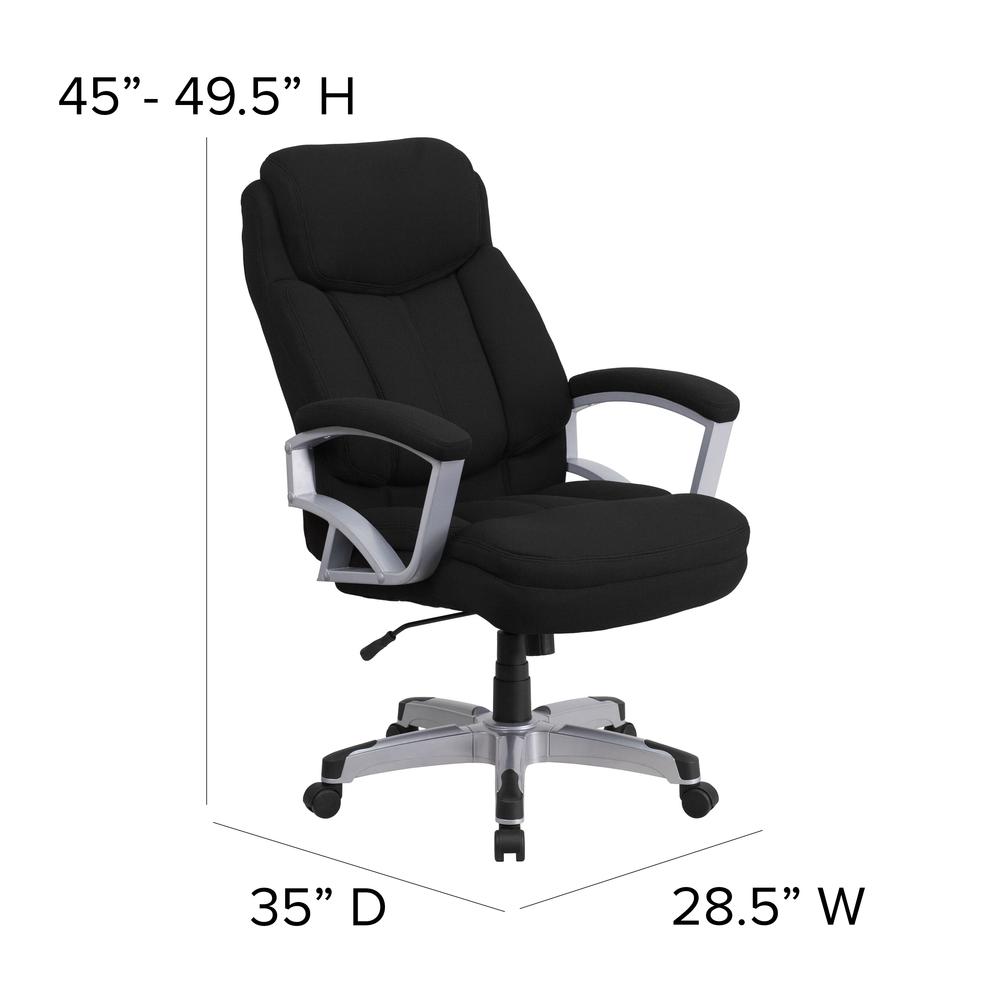 Big & Tall 500 lb. Rated Black Fabric Executive Swivel Ergonomic Office Chair with Arms. Picture 2