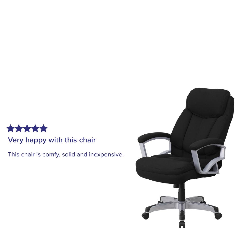Big & Tall 500 lb. Rated Black Fabric Executive Swivel Ergonomic Office Chair with Arms. Picture 6