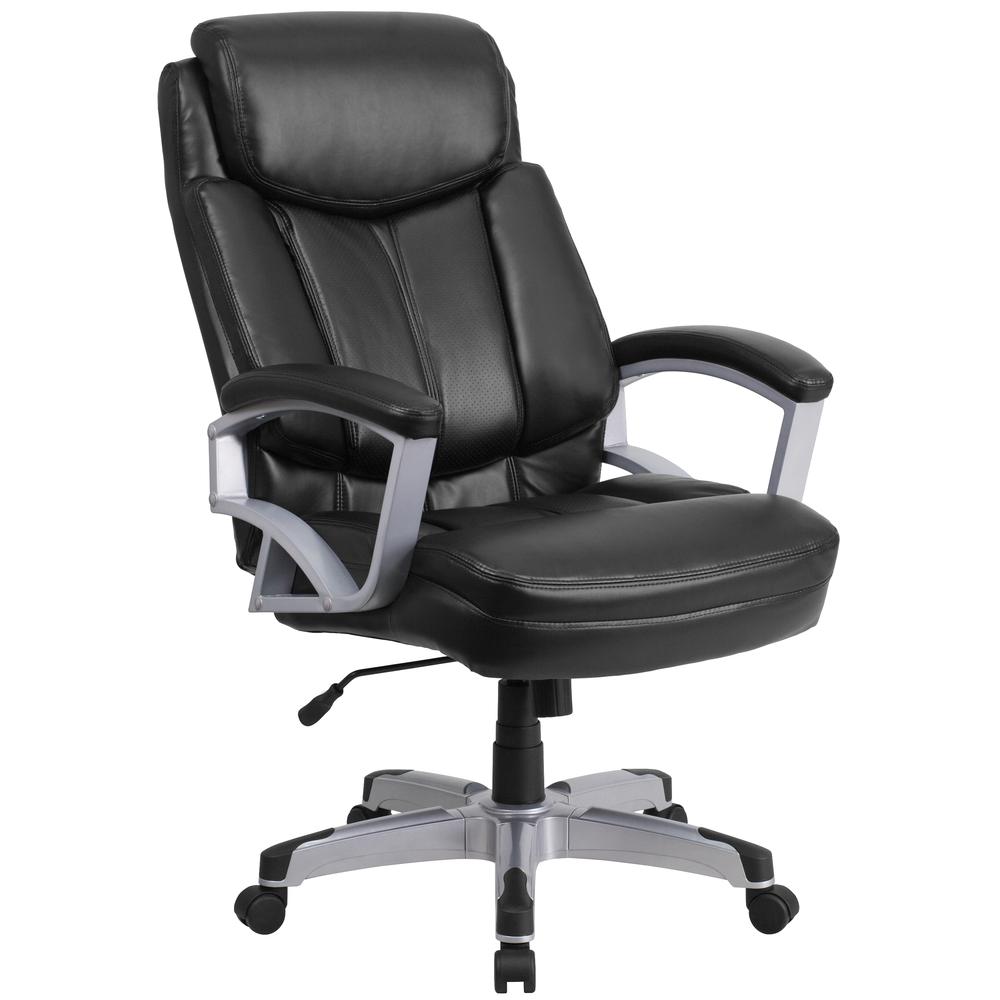 Big & Tall 500 lb. Rated Black LeatherSoft Executive Swivel Ergonomic Office Chair with Arms. The main picture.