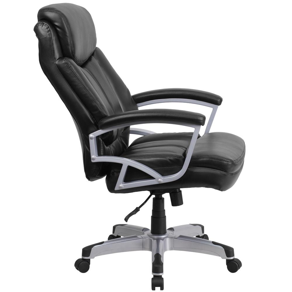Big & Tall 500 lb. Rated Black LeatherSoft Executive Swivel Ergonomic Office Chair with Arms. Picture 3