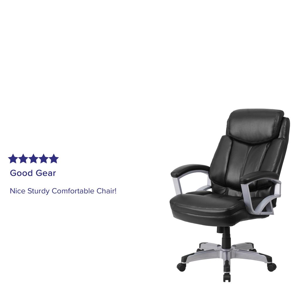 Big & Tall 500 lb. Rated Black LeatherSoft Executive Swivel Ergonomic Office Chair with Arms. Picture 8