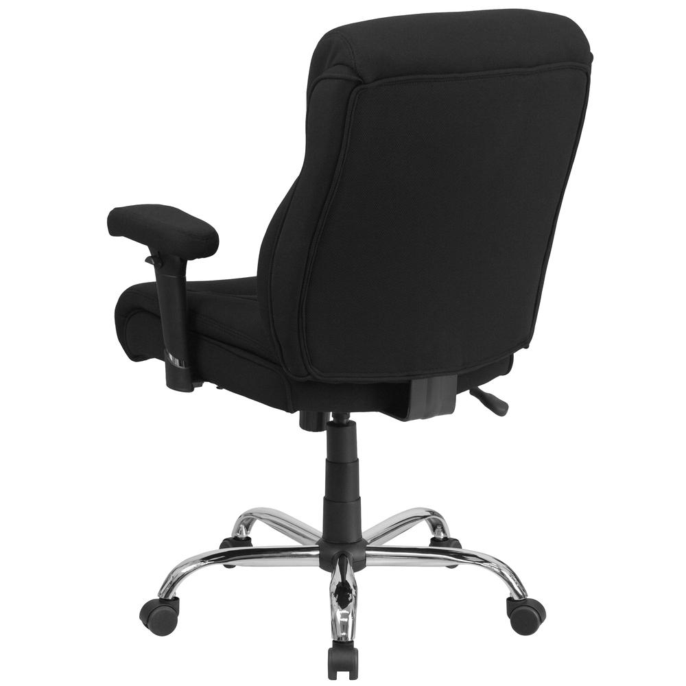 Big & Tall 400 lb. Rated Mid-Back Black Fabric Ergonomic Task Office Chair with Line Stitching and Adjustable Arms. Picture 4