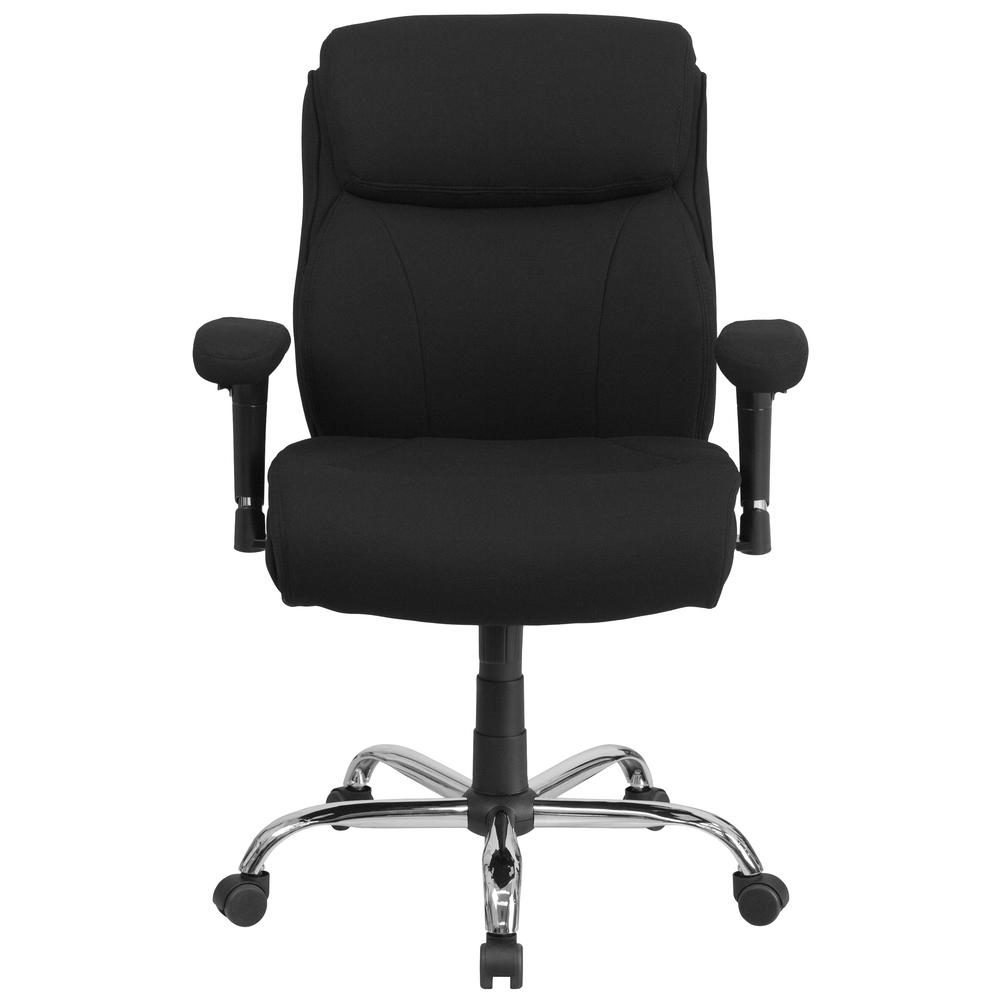 Big & Tall 400 lb. Rated Mid-Back Black Fabric Ergonomic Task Office Chair with Line Stitching and Adjustable Arms. Picture 5