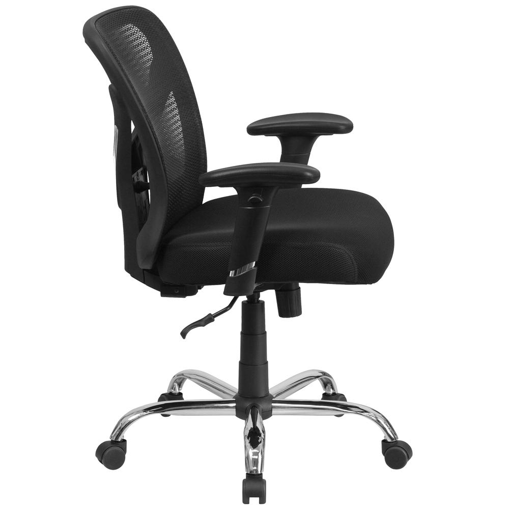 Big & Tall 400 lb. Rated Black Mesh Swivel Ergonomic Task Office Chair with Height Adjustable Back and Arms. Picture 3