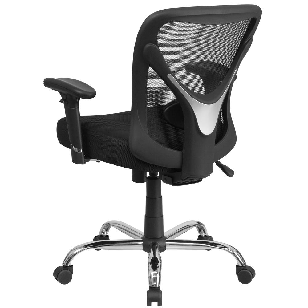 Big & Tall 400 lb. Rated Black Mesh Swivel Ergonomic Task Office Chair with Height Adjustable Back and Arms. Picture 4