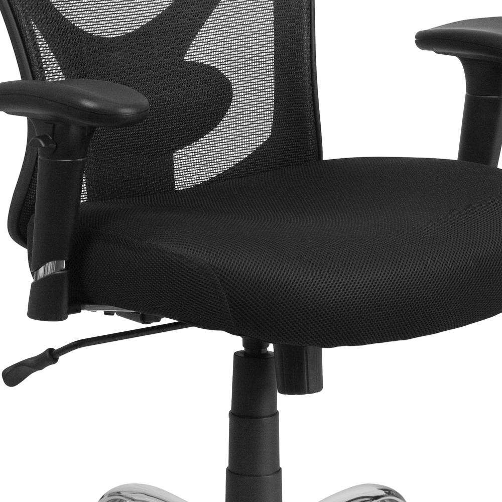 Big & Tall 400 lb. Rated Black Mesh Swivel Ergonomic Task Office Chair with Height Adjustable Back and Arms. Picture 7