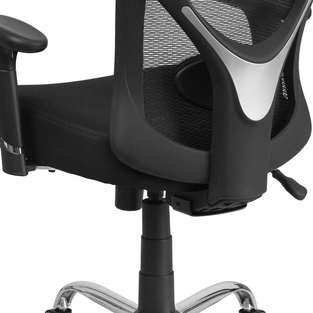 Big & Tall 400 lb. Rated Black Mesh Swivel Ergonomic Task Office Chair with Height Adjustable Back and Arms. Picture 8