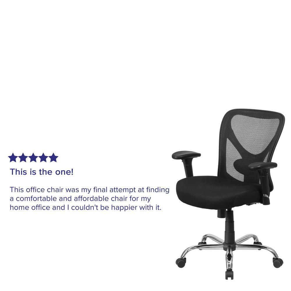 Big & Tall 400 lb. Rated Black Mesh Swivel Ergonomic Task Office Chair with Height Adjustable Back and Arms. Picture 10
