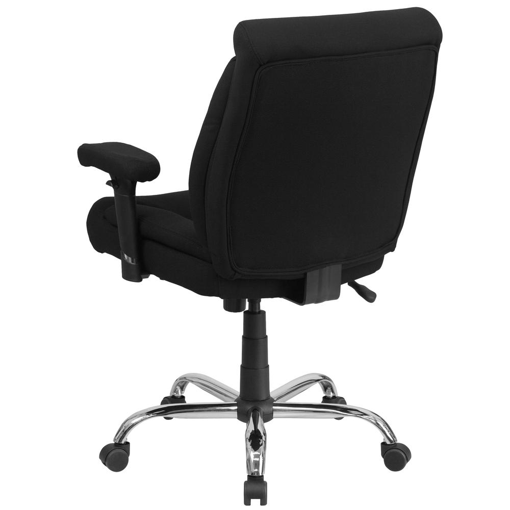 Big & Tall 400 lb. Rated Mid-Back Black Fabric Deep Tufted Swivel Ergonomic Task Office Chair with Adjustable Arms. Picture 4