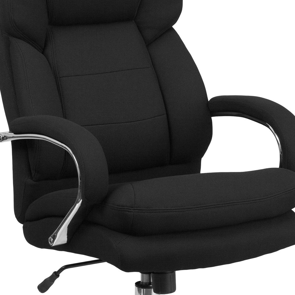 24/7 Intensive Use Big & Tall 500 lb. Rated Black Fabric Executive Ergonomic Office Chair with Loop Arms. Picture 7