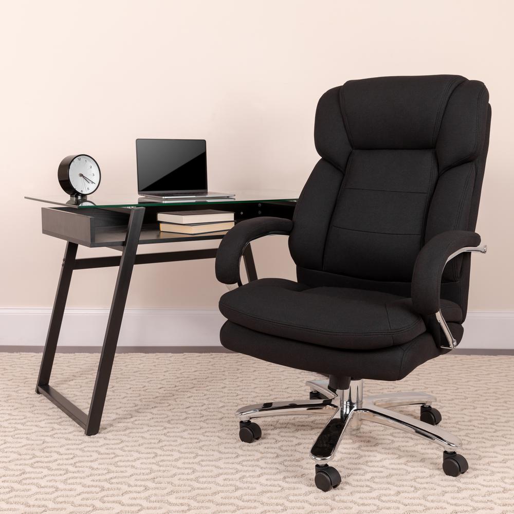24/7 Intensive Use Big & Tall 500 lb. Rated Black Fabric Executive Ergonomic Office Chair with Loop Arms. Picture 9
