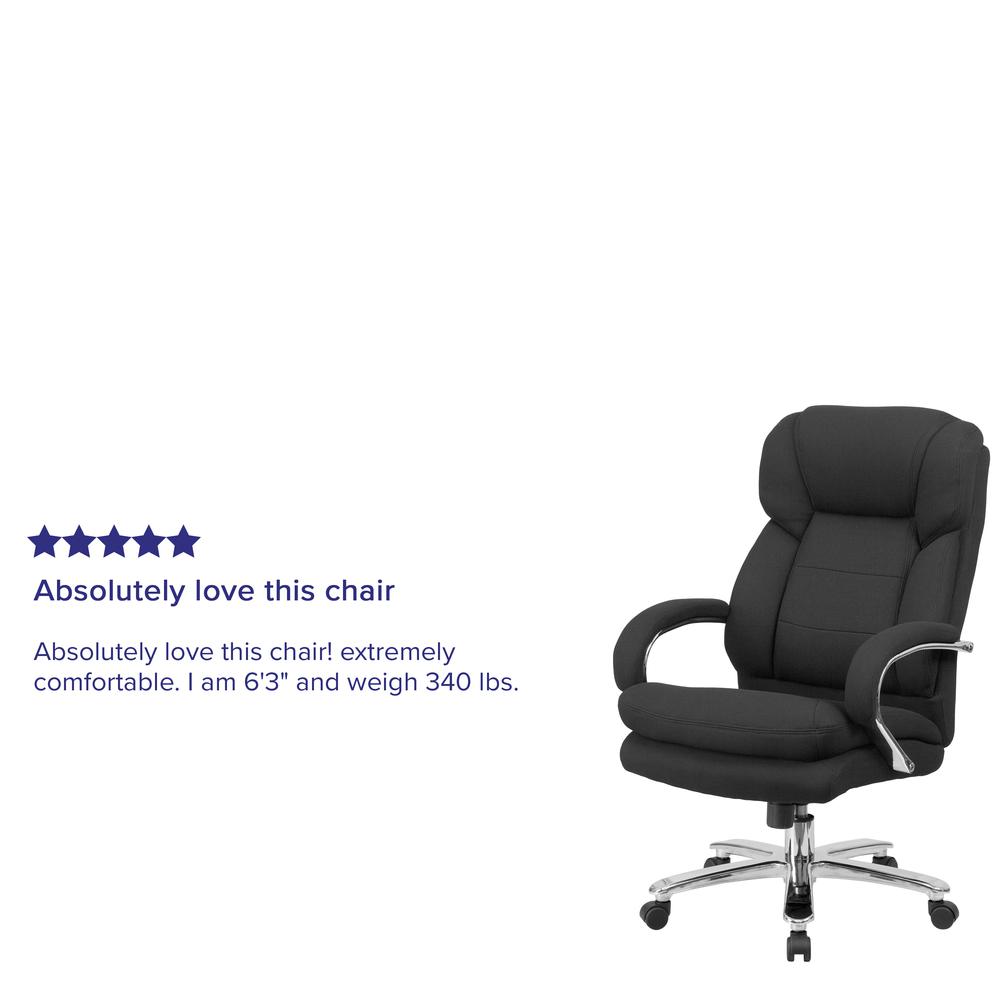 24/7 Intensive Use Big & Tall 500 lb. Rated Black Fabric Executive Ergonomic Office Chair with Loop Arms. Picture 10